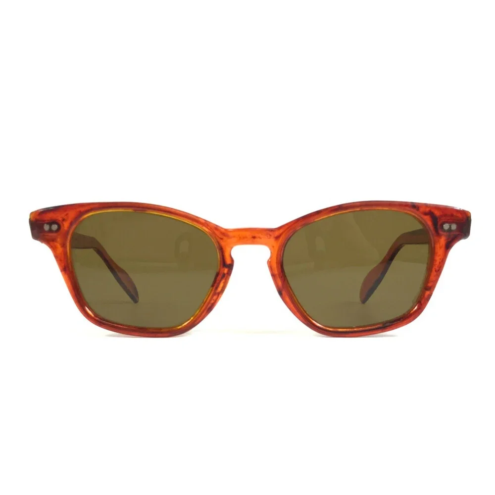 Vintage Sunglasses Clear Reddish Brown Cat Eye Frames w/ Brown Lenses 45-19-125